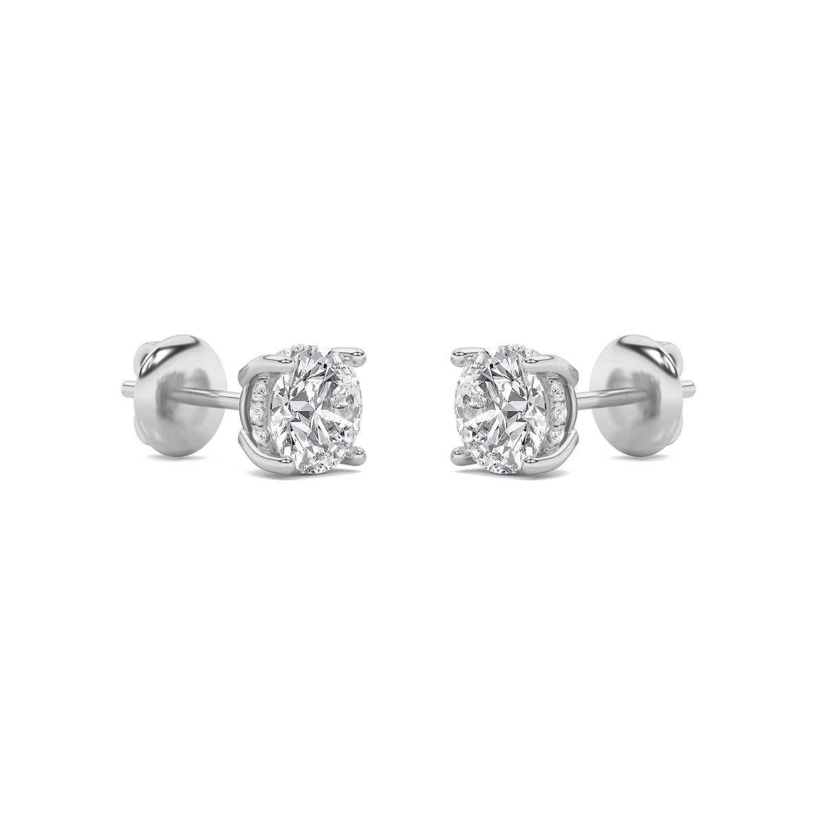 1Cttw Round Shaped Lab Grown Diamond (F/VS) Hidden Halo Stud Earrings in 14K Gold