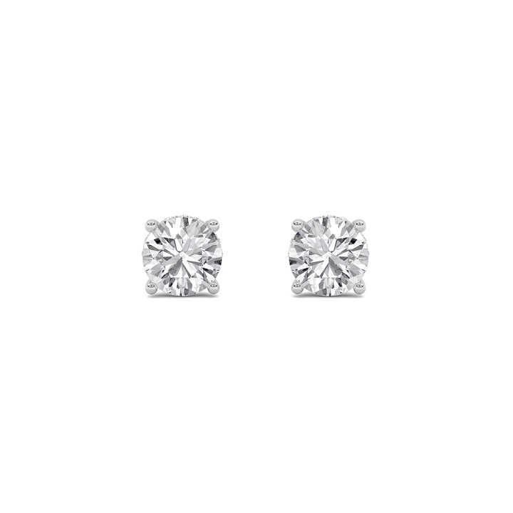 1Cttw Round Shaped Lab Grown Diamond (F/VS) Hidden Halo Stud Earrings in 14K Gold