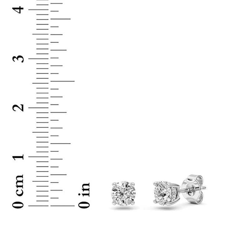 1Cttw Round Shaped Lab Grown Diamond (G/VS) Hidden Halo Stud Earrings in 14K Gold