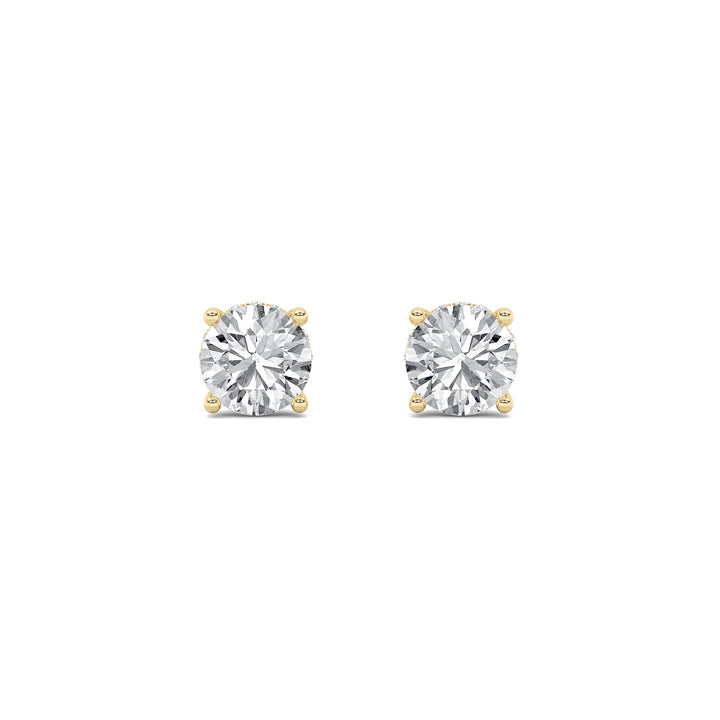 1Cttw Round Shaped Lab Grown Diamond (F/VS) Hidden Halo Stud Earrings in 14K Gold