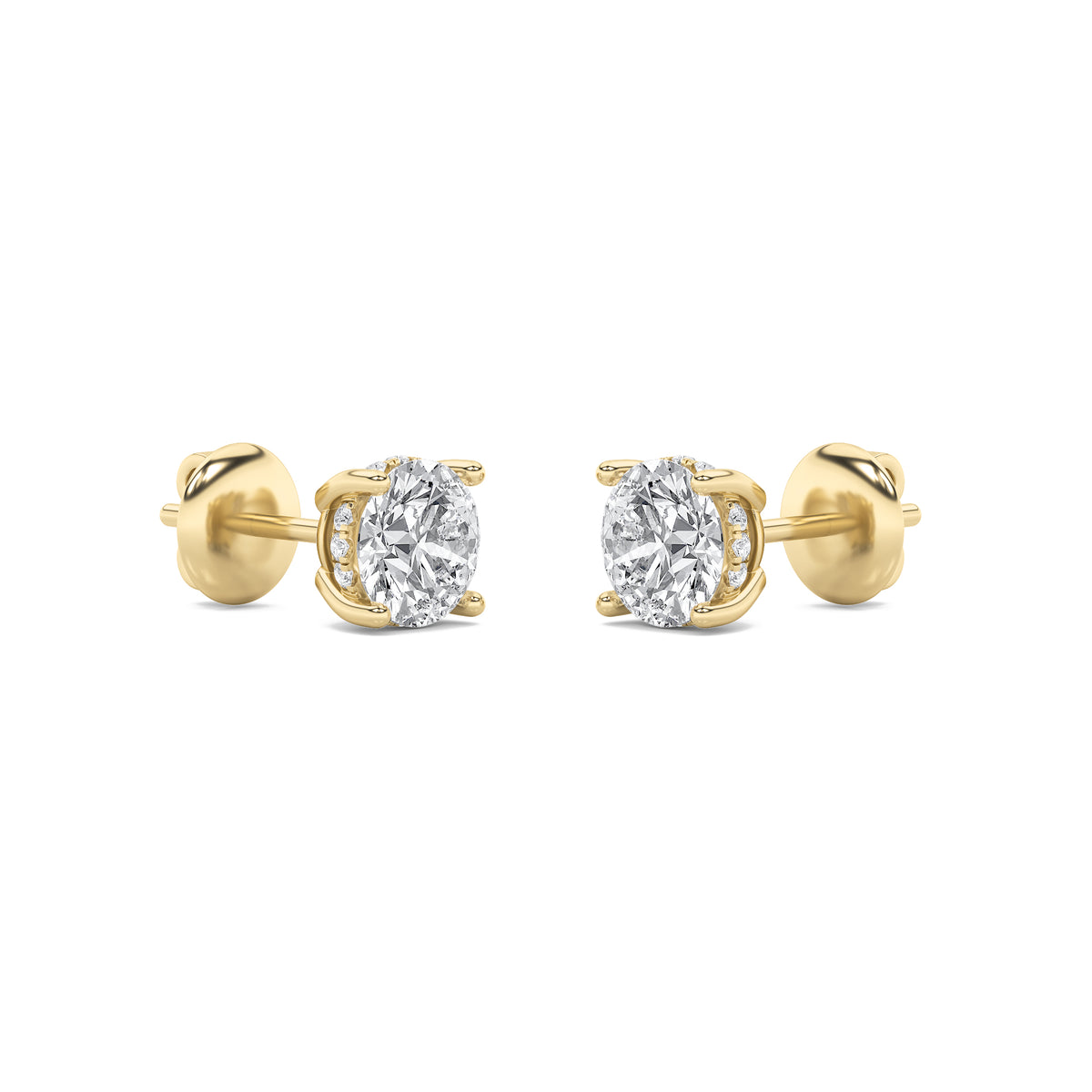 1Cttw Round Shaped Lab Grown Diamond (G/VS) Hidden Halo Stud Earrings in 14K Gold