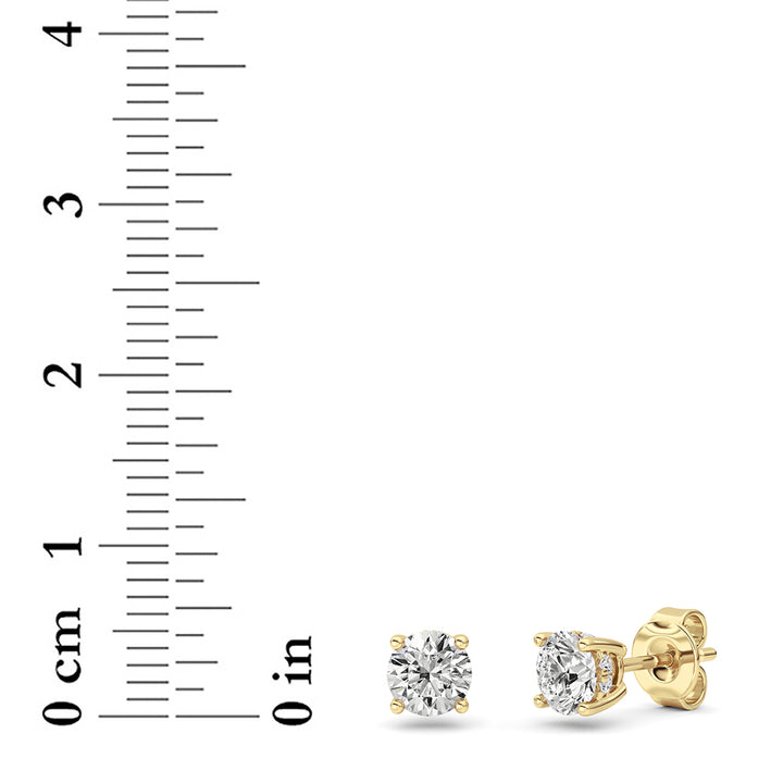 1Cttw Round Shaped Lab Grown Diamond (G/VS) Hidden Halo Stud Earrings in 14K Gold