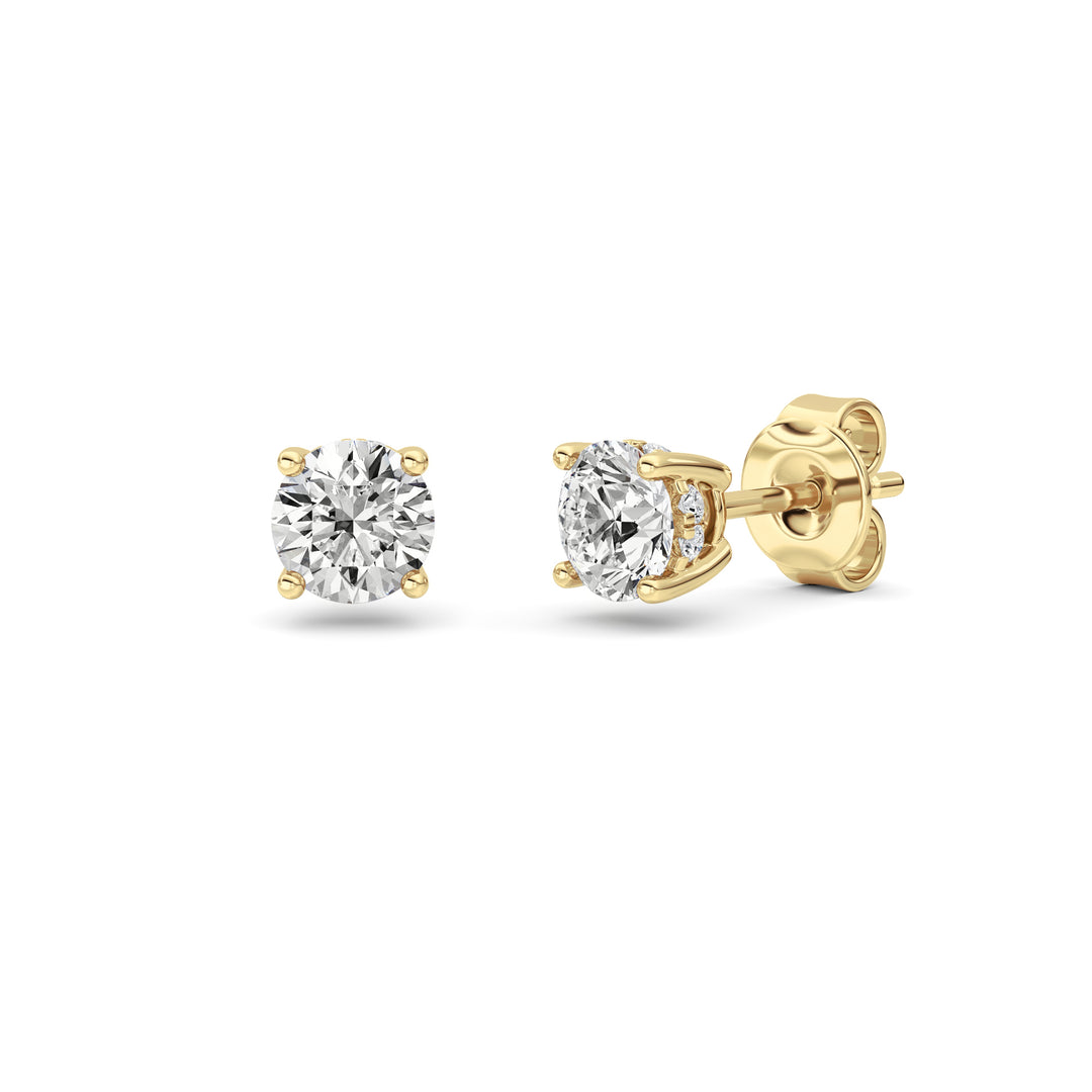 1.5Cttw Round Shaped Lab Grown Diamond (F/VS) Hidden Halo Stud Earrings in 14K Gold