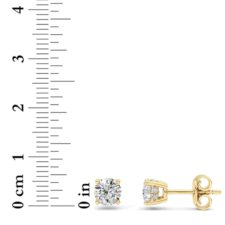 1.5Cttw Round Shaped Lab Grown Diamond (F/VS) Hidden Halo Stud Earrings in 14K Gold
