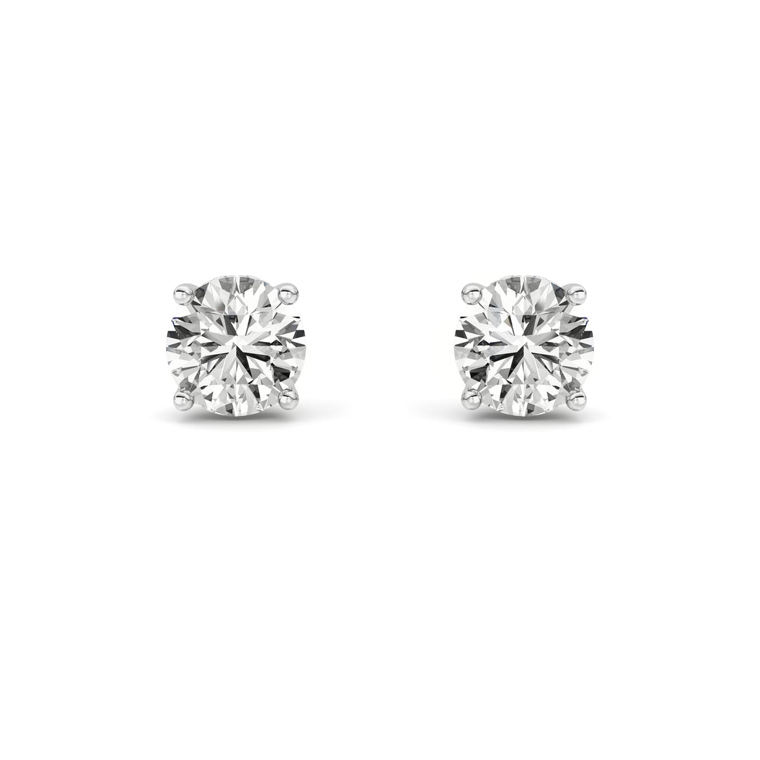 2Cttw Round Shaped Lab Grown Diamond (F/VVS) Hidden Halo Stud Earrings in 14K Gold