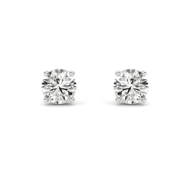 2Cttw Round Shaped Lab Grown Diamond (F/VVS) Hidden Halo Stud Earrings in 14K Gold