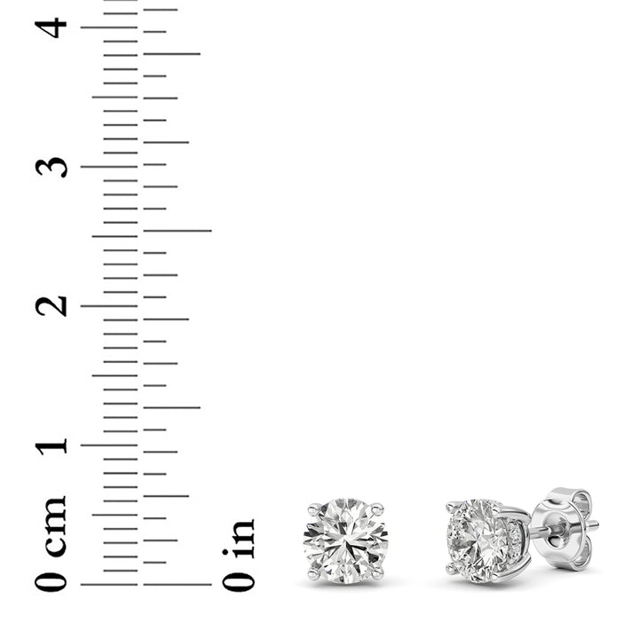 2Cttw Round Shaped Lab Grown Diamond (F/VVS) Hidden Halo Stud Earrings in 14K Gold