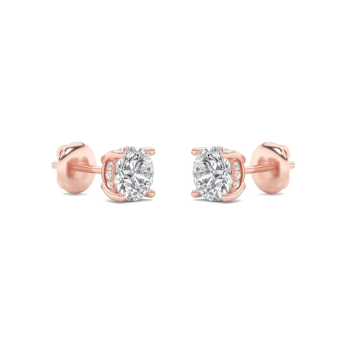 3Cttw Round Shaped Lab Grown Diamond (F/VS) Hidden Halo Stud Earrings in 14K Gold