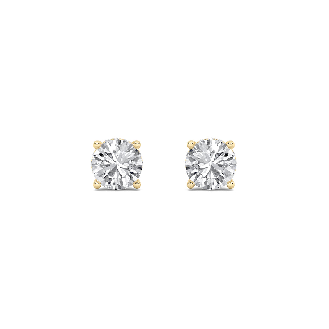 5Cttw Round Shaped Lab Grown Diamond (F/VS) Hidden Halo Stud Earrings in 14K Gold