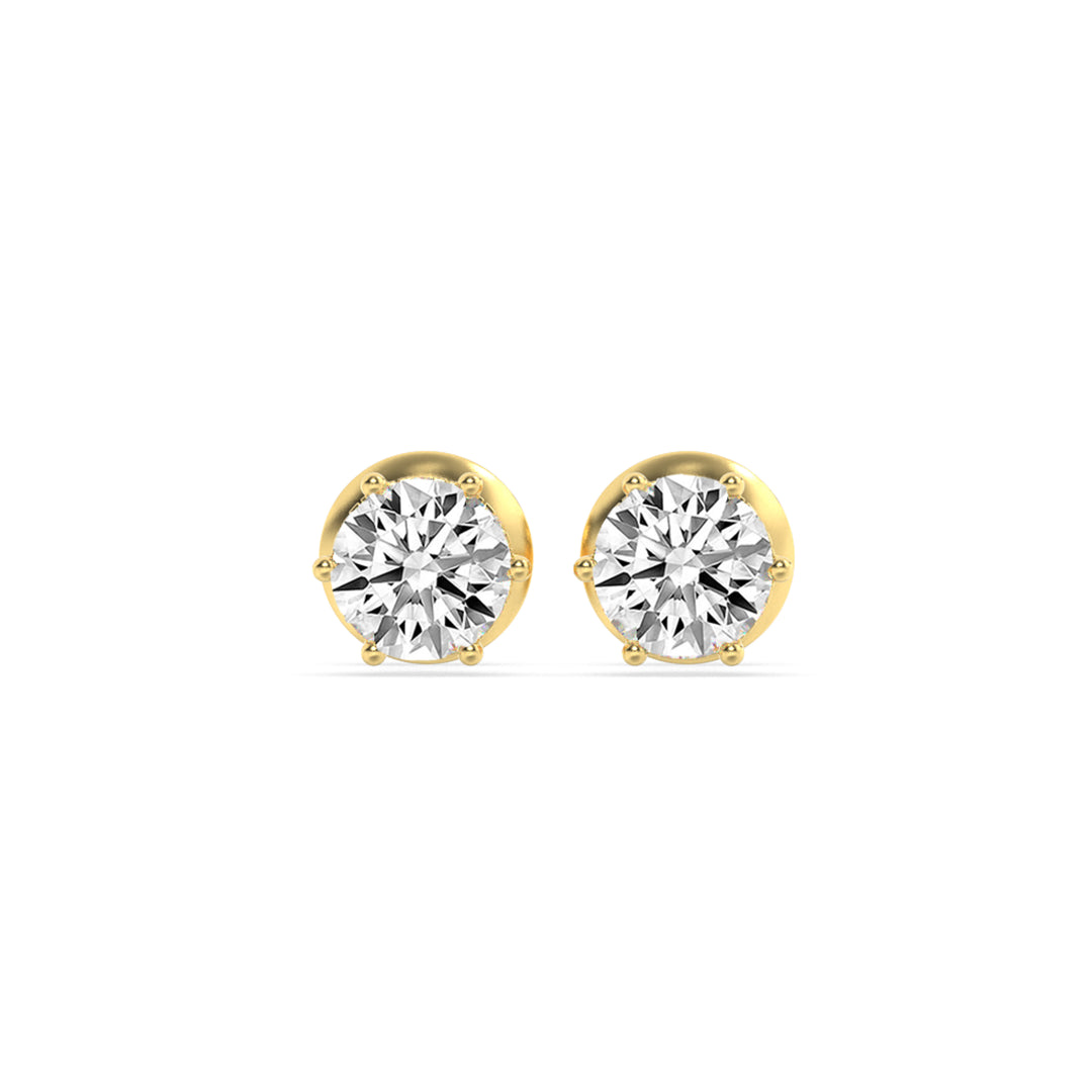 3Cttw Round Shaped Lab Grown Diamond (F/VS) Hidden Halo Stud Earrings in 14K Gold