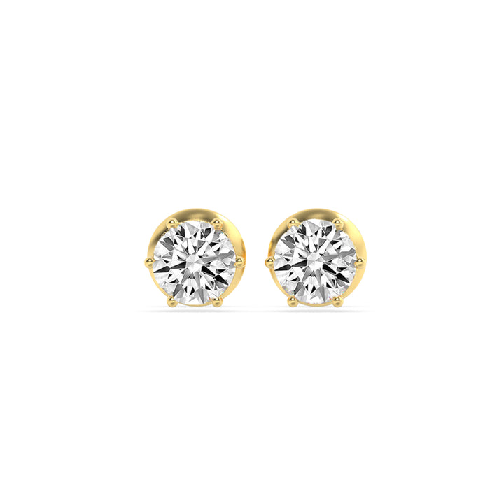 3Cttw Round Shaped Lab Grown Diamond (F/VS) Hidden Halo Stud Earrings in 14K Gold