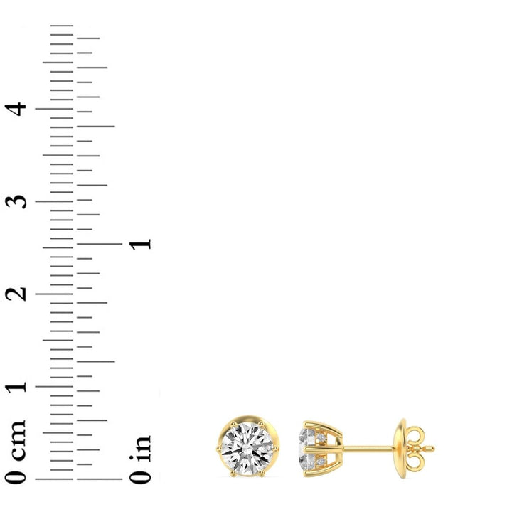 3Cttw Round Shaped Lab Grown Diamond (F/VS) Hidden Halo Stud Earrings in 14K Gold