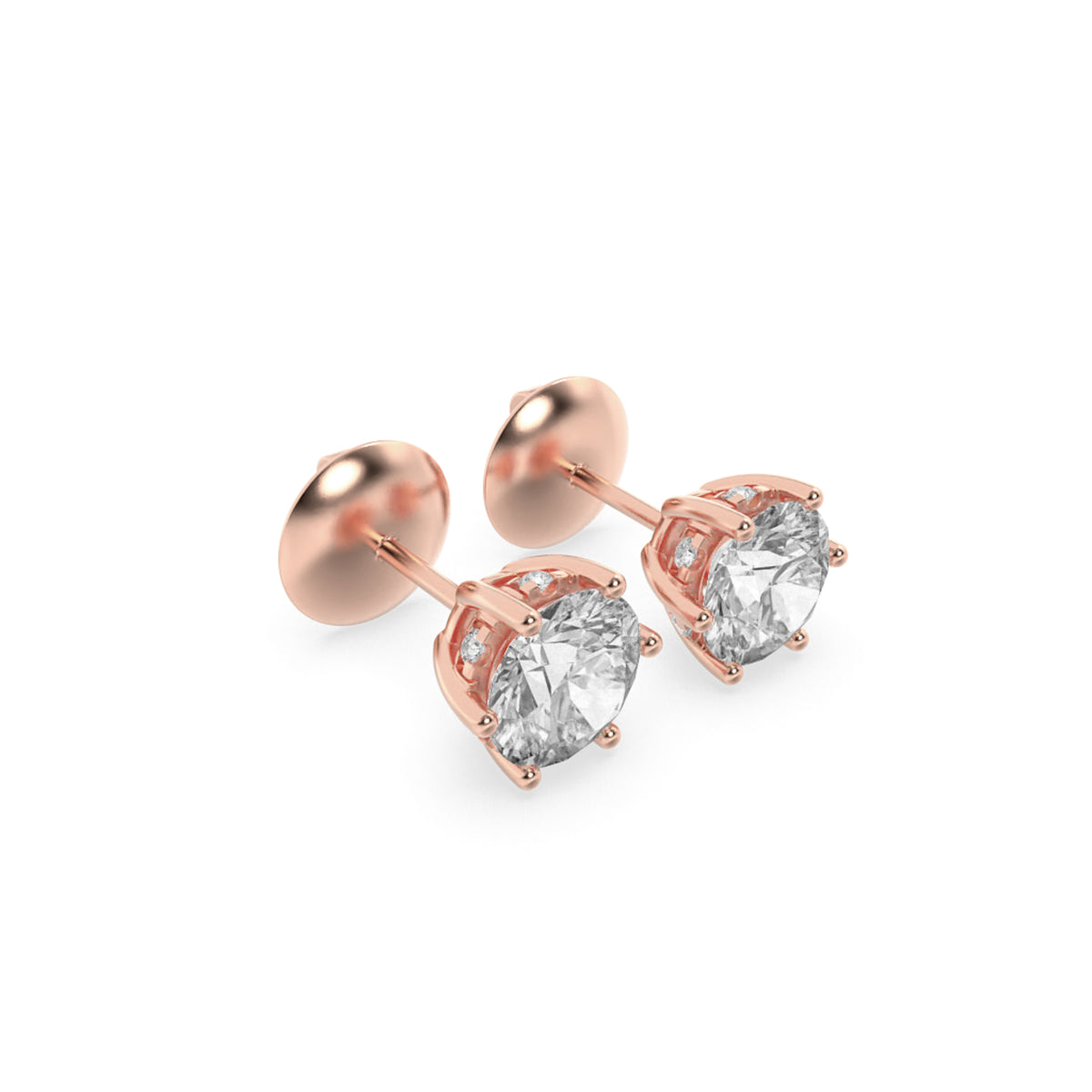 3Cttw Round Shaped Lab Grown Diamond (F/VS) Hidden Halo Stud Earrings in 14K Gold