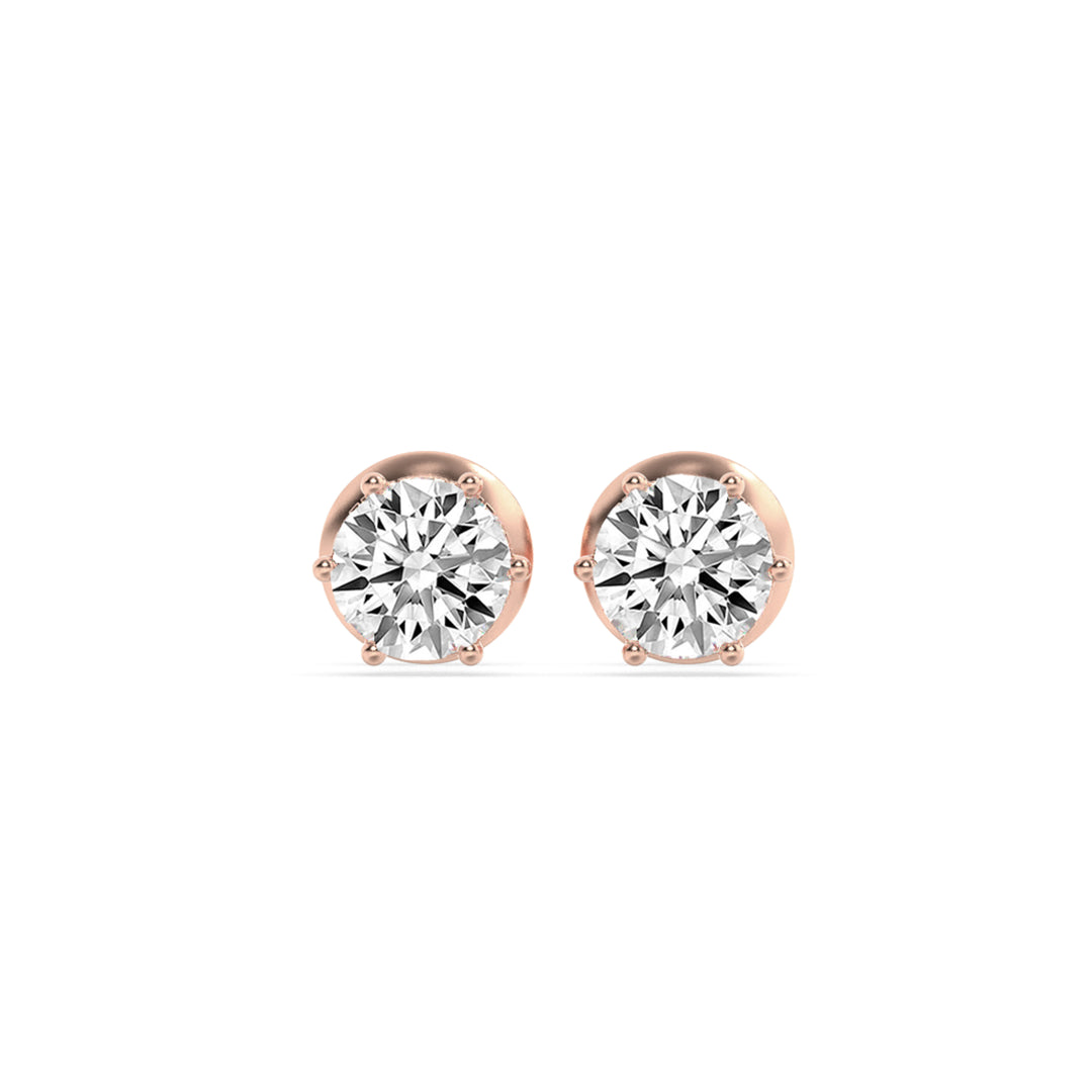 3Cttw Round Shaped Lab Grown Diamond (F/VS) Hidden Halo Stud Earrings in 14K Gold