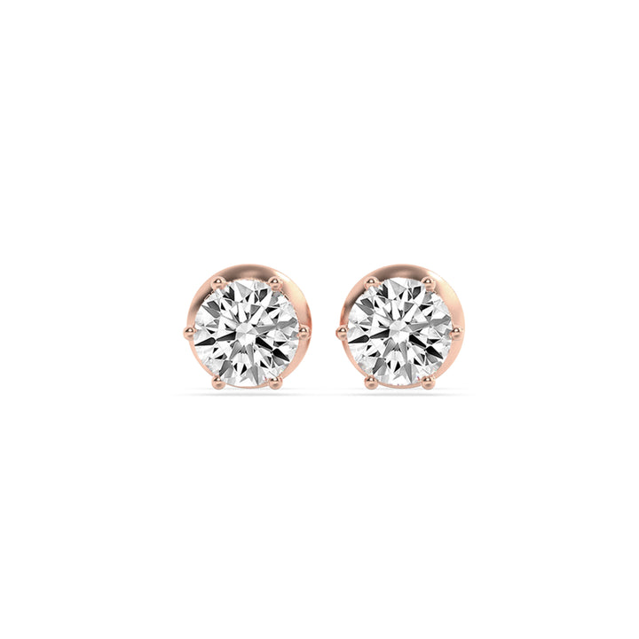 3Cttw Round Shaped Lab Grown Diamond (F/VS) Hidden Halo Stud Earrings in 14K Gold