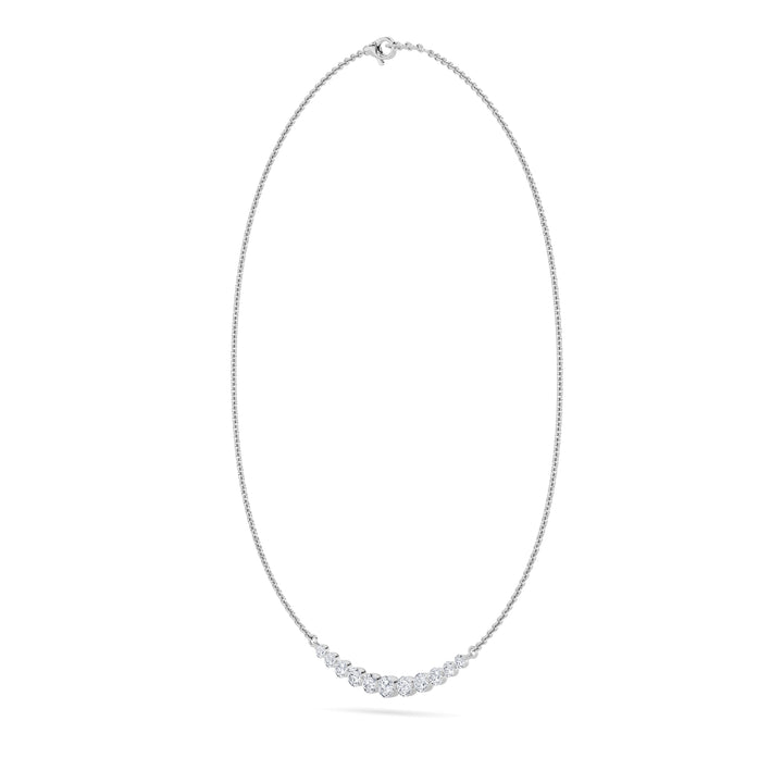 3Cttw Round Shaped Lab Grown Diamond (F/VS) Graduating half    Necklace in 14K Gold
