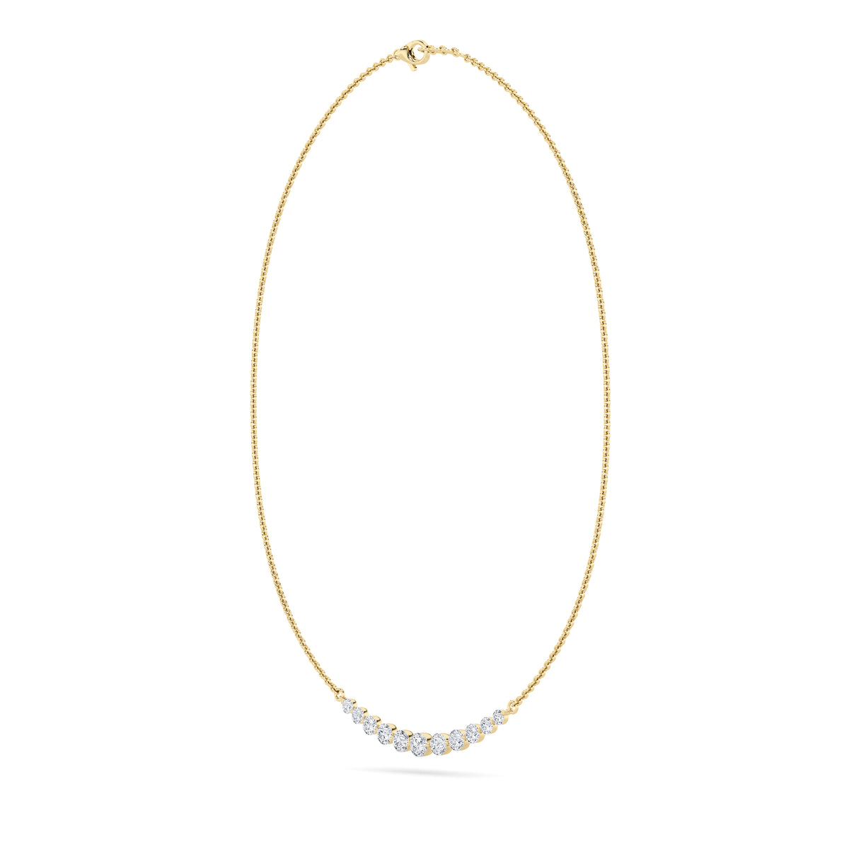 3Cttw Round Shaped Lab Grown Diamond (F/VS) Graduating half    Necklace in 14K Gold