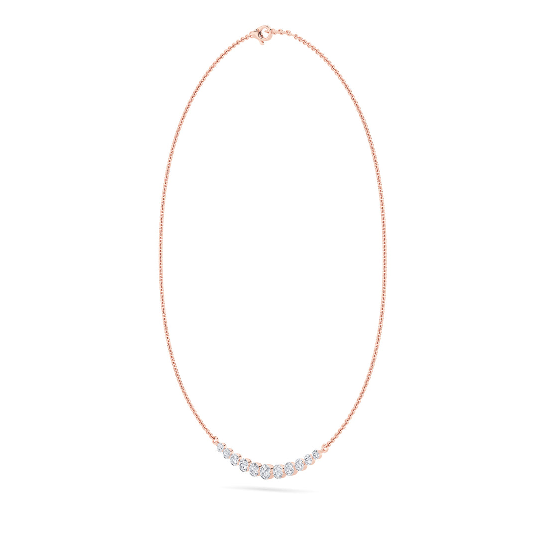 3Cttw Round Shaped Lab Grown Diamond (F/VS) Graduating half    Necklace in 14K Gold