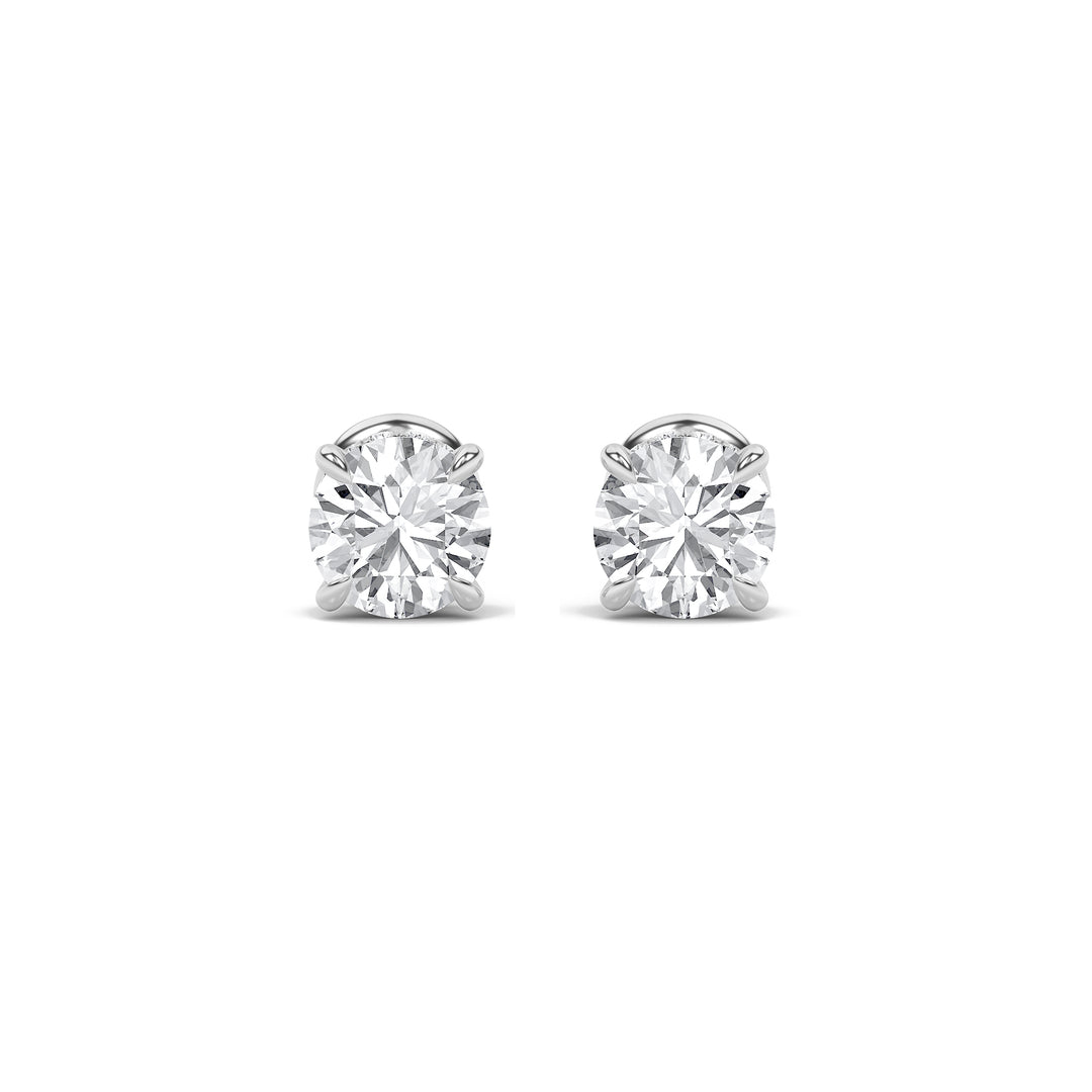 2Cttw Round Shaped Lab Grown Diamond (F/VVS) Hidden Halo Stud Earrings in 14K Gold