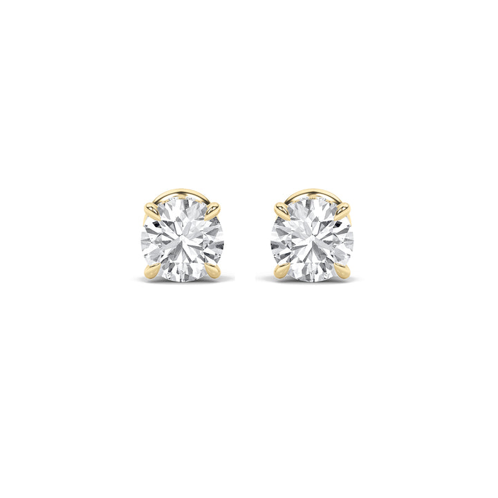 2Cttw Round Shaped Lab Grown Diamond (F/VVS) Hidden Halo Stud Earrings in 14K Gold