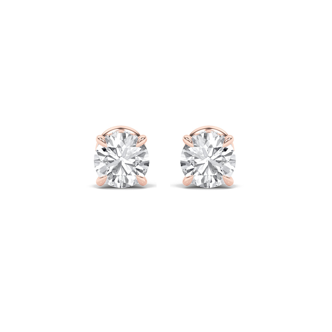 2Cttw Round Shaped Lab Grown Diamond (F/VVS) Hidden Halo Stud Earrings in 14K Gold