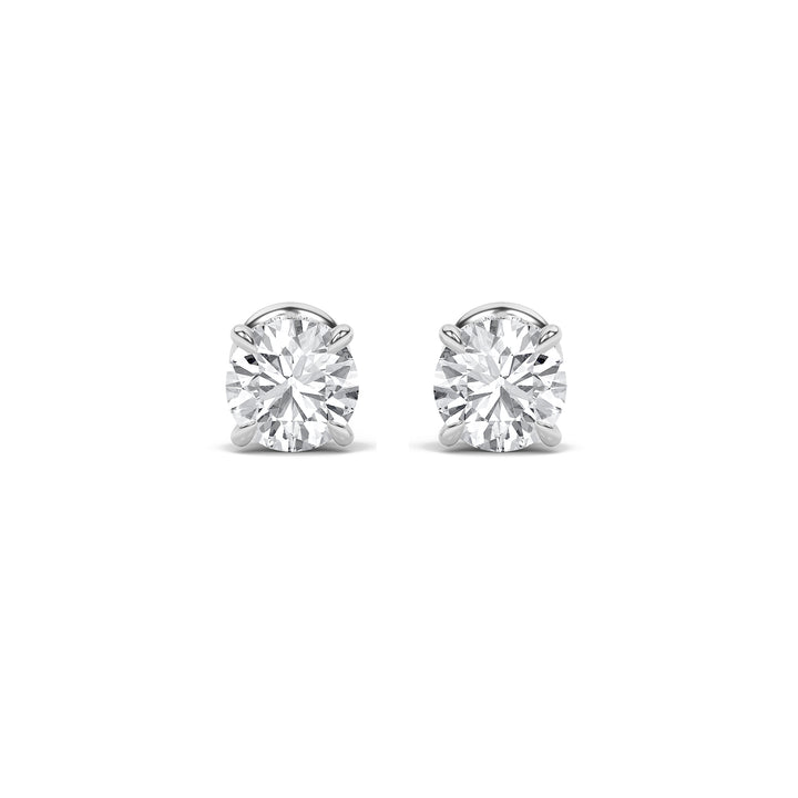 3Cttw Round Shaped Lab Grown Diamond (F/VS) Hidden Halo Stud Earrings in 14K Gold