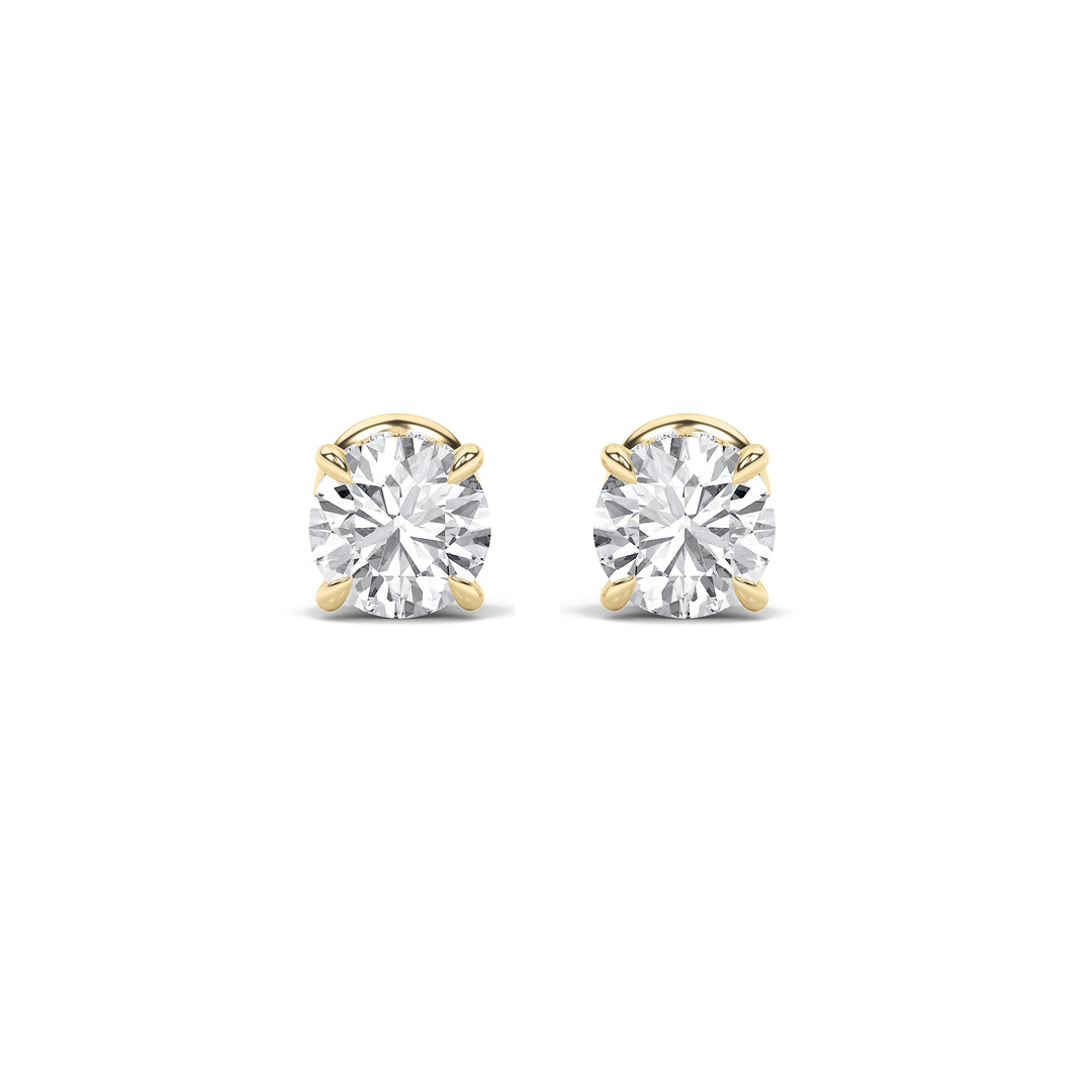 3Cttw Round Shaped Lab Grown Diamond (F/VS) Hidden Halo Stud Earrings in 14K Gold