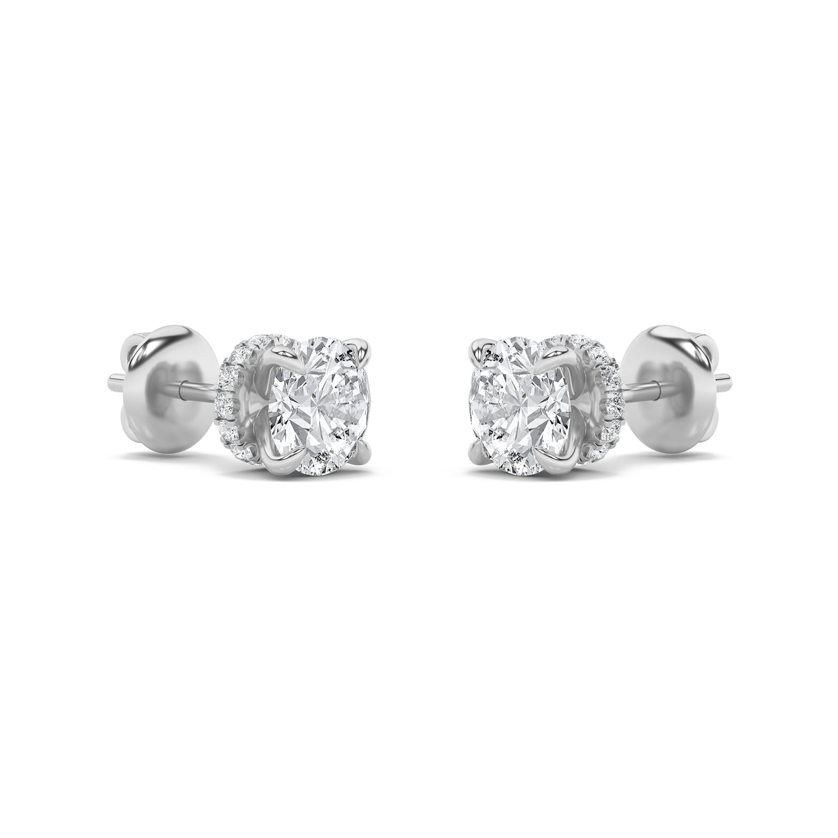 5Cttw Round Shaped Lab Grown Diamond (F/VS) Hidden Halo Stud Earrings in 14K Gold