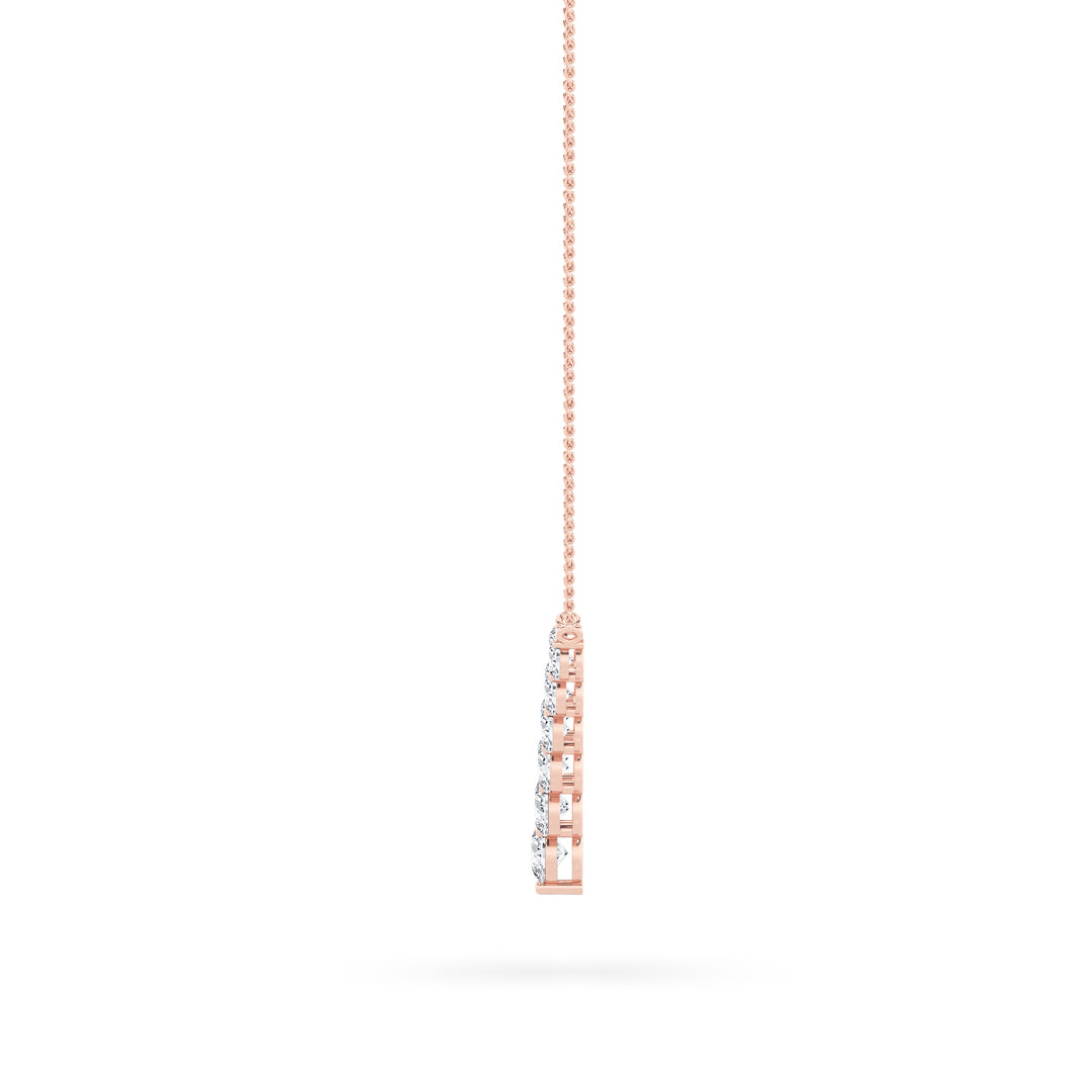 5Cttw Round Shaped Lab Grown Diamond (F/VS) Graduating V Necklace in 14K Gold