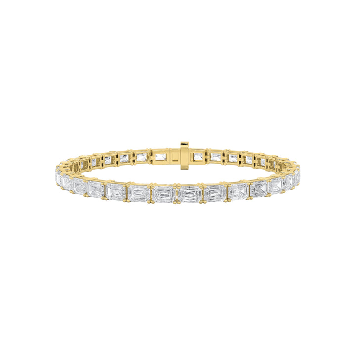 12Cttw Emerald Shaped Lab Grown Diamond (F/VS) Tennis Bracelet in 14K Gold