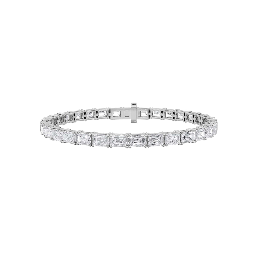13Cttw Emerald Shaped Lab Grown Diamond (F/VS) Classic Line Bracelet in 14K Gold
