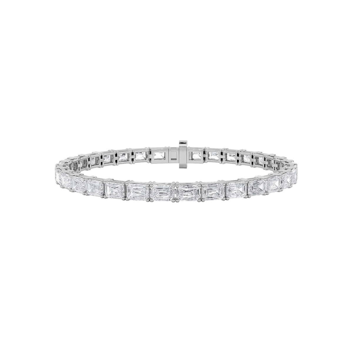 13Cttw Emerald Shaped Lab Grown Diamond (F/VS) Classic Line Bracelet in 14K Gold