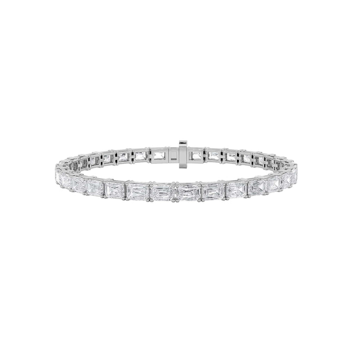13Cttw Emerald Shaped Lab Grown Diamond (F/VS) Classic Line Bracelet in 14K Gold