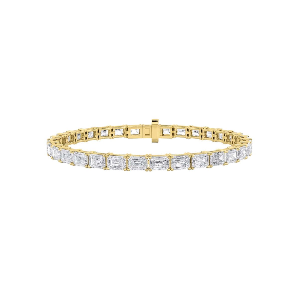 13Cttw Emerald Shaped Lab Grown Diamond (F/VS) Classic Line Bracelet in 14K Gold