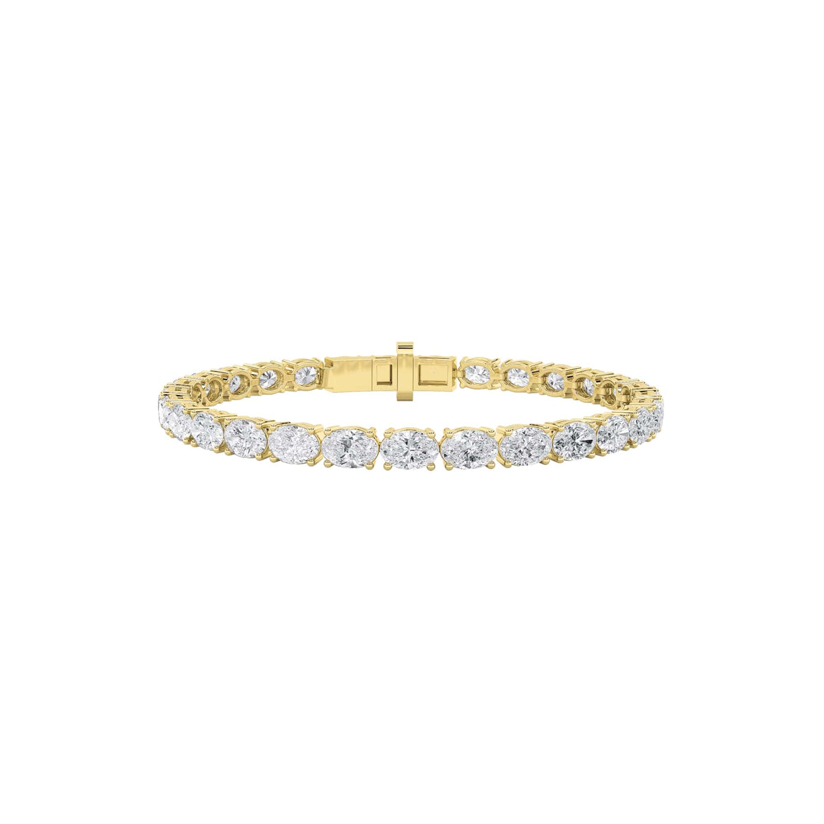 10Cttw Oval Shaped Lab Grown Diamond (G/VS) Tennis Bracelet in 14K Gold