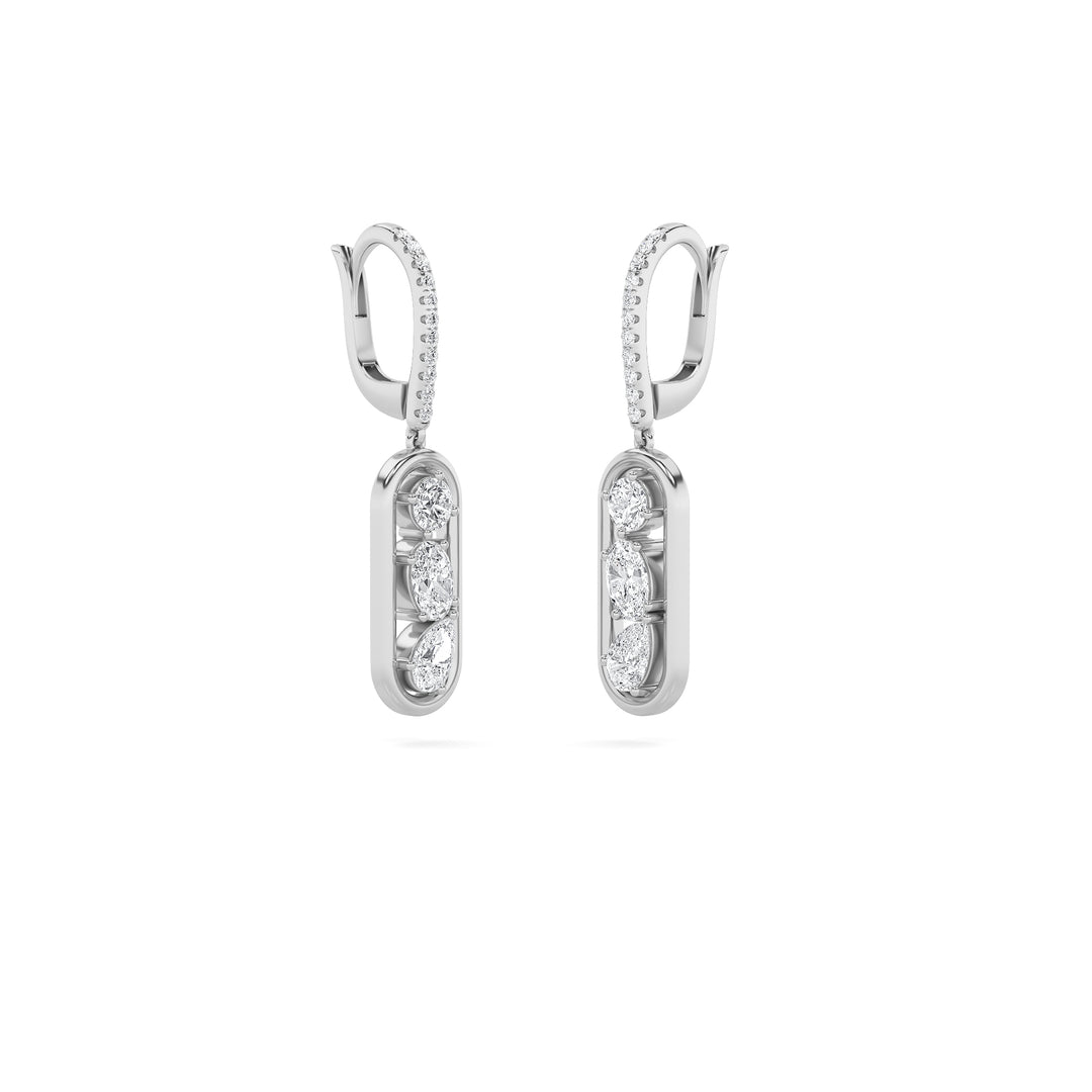 1.5Cttw Mixed Shaped Lab Grown Diamond (F/VS) Paperclip Dangle Earrings in 14K Gold