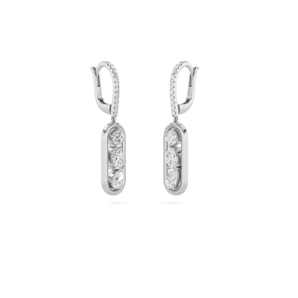1.5Cttw Mixed Shaped Lab Grown Diamond (F/VS) Paperclip Dangle Earrings in 14K Gold