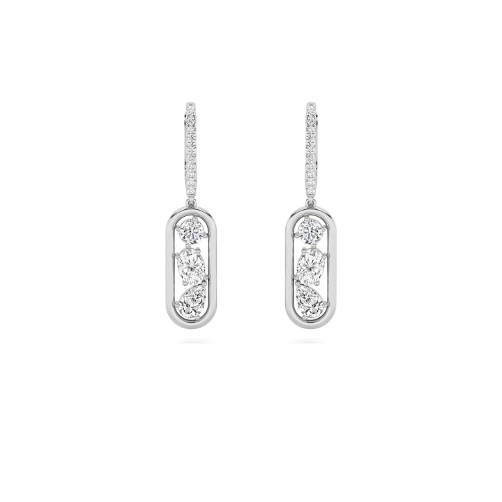 1.5Cttw Mixed Shaped Lab Grown Diamond (F/VS) Paperclip Dangle Earrings in 14K Gold