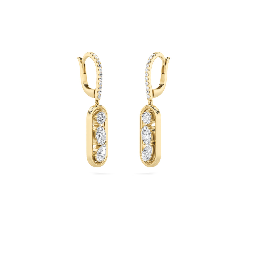 1.5Cttw Mixed Shaped Lab Grown Diamond (F/VS) Paperclip Dangle Earrings in 14K Gold