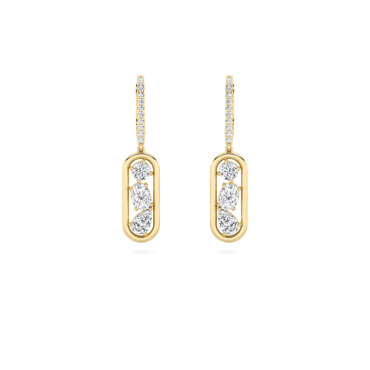 1.75Cttw Mixed Shaped Lab Grown Diamond (F/VS) Paperclip Dangle Earrings in 14K Gold