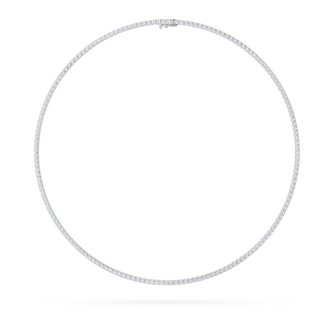 10Cttw Round Shaped Lab Grown Diamond (F/VS) Tennis Necklace in 14K White Gold