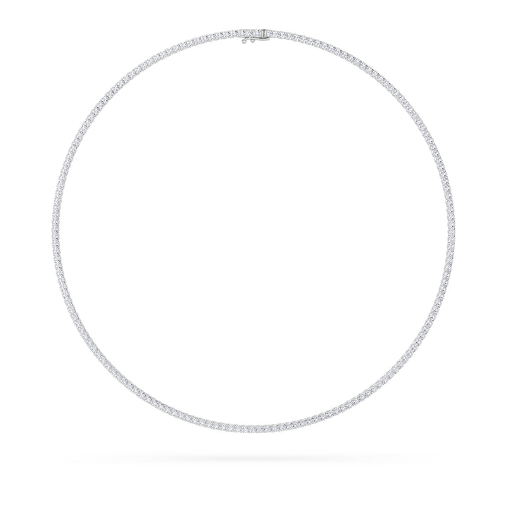 10Cttw Round Shaped Lab Grown Diamond (F/VS) Tennis Necklace in 14K White Gold