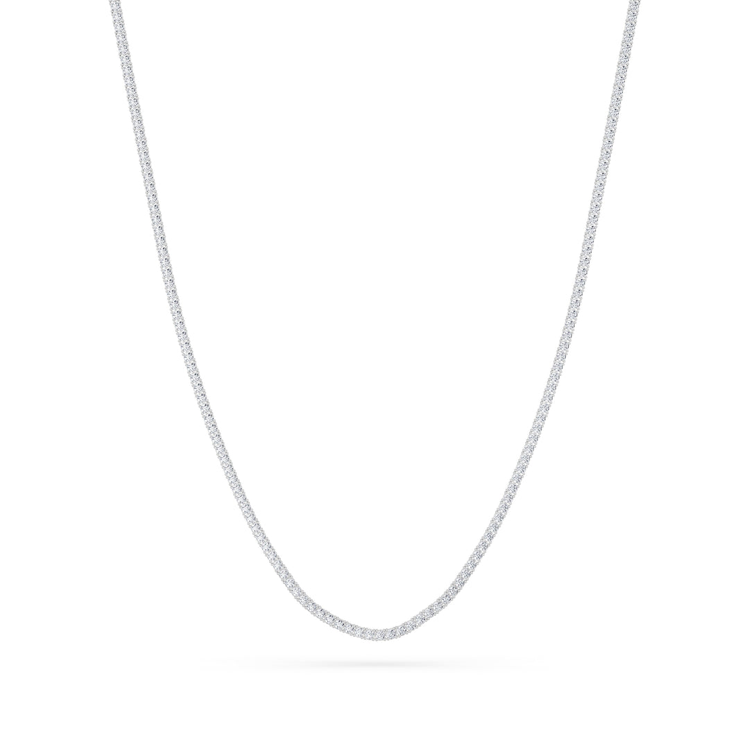 10Cttw Round Shaped Lab Grown Diamond (F/VS) Tennis Necklace in 14K White Gold