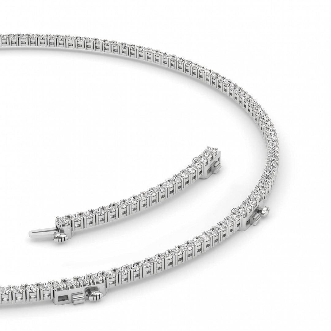 10Cttw Round Shaped Lab Grown Diamond (F/VS) Tennis Necklace in 14K White Gold