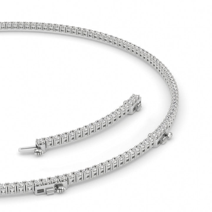 10Cttw Round Shaped Lab Grown Diamond (F/VS) Tennis Necklace in 14K White Gold