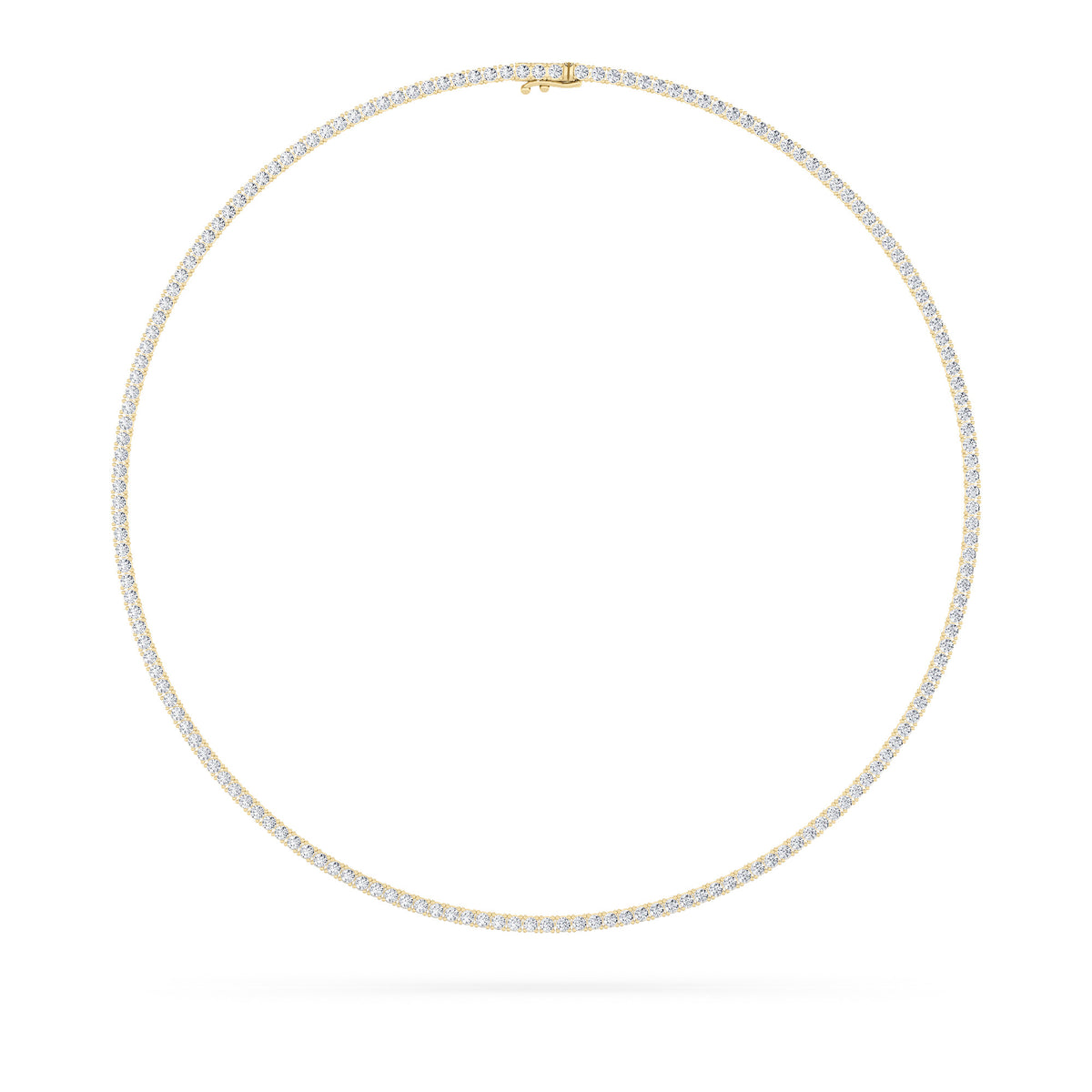 10Cttw Round Shaped Lab Grown Diamond (F/VS) Tennis Necklace in 14K Gold