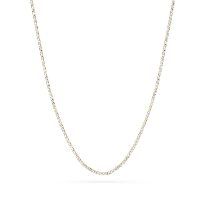 10Cttw Round Shaped Lab Grown Diamond (F/VS) Tennis Necklace in 14K Gold