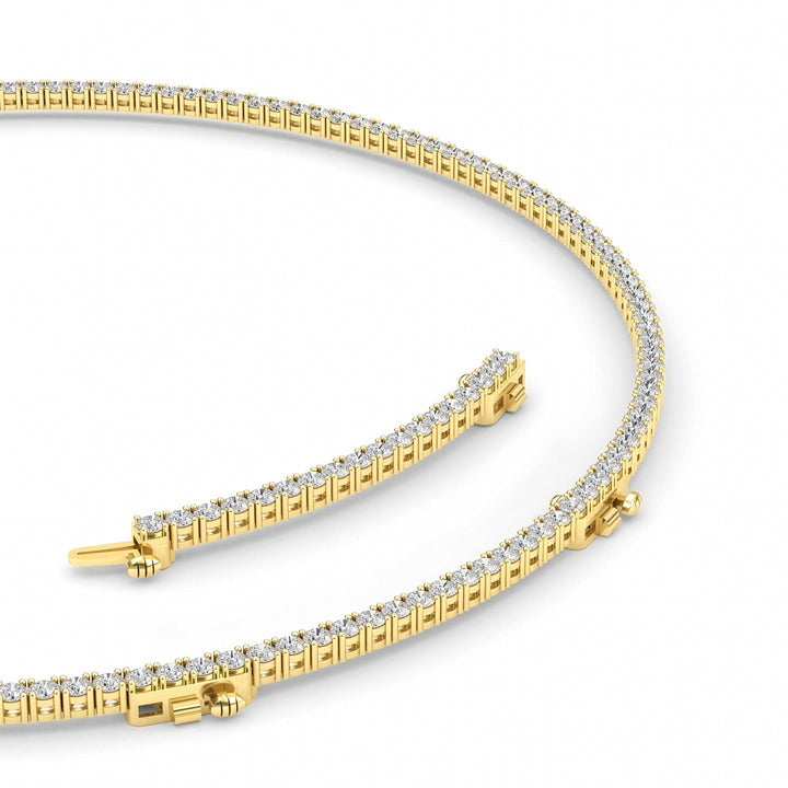 10Cttw Round Shaped Lab Grown Diamond (F/VS) Tennis Necklace in 14K Gold