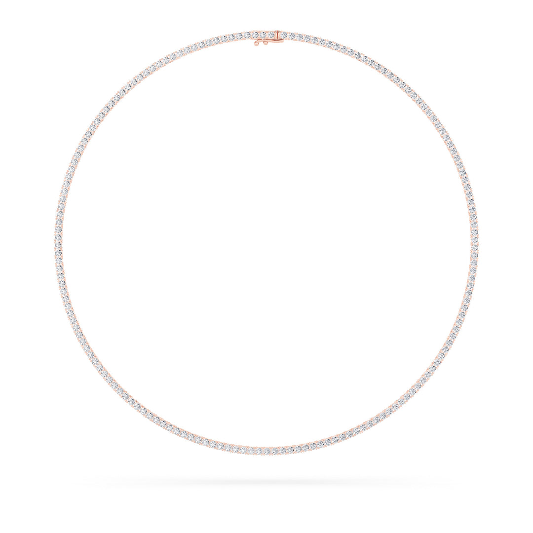 10Cttw Round Shaped Lab Grown Diamond (F/VS) Tennis Necklace in 14K Gold
