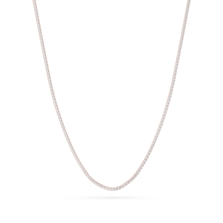 10Cttw Round Shaped Lab Grown Diamond (F/VS) Tennis Necklace in 14K Gold